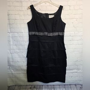 Julian Taylor/ Tiered Ruffle Black Sleeveless Mini Dress